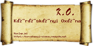 Köröskényi Oxána névjegykártya